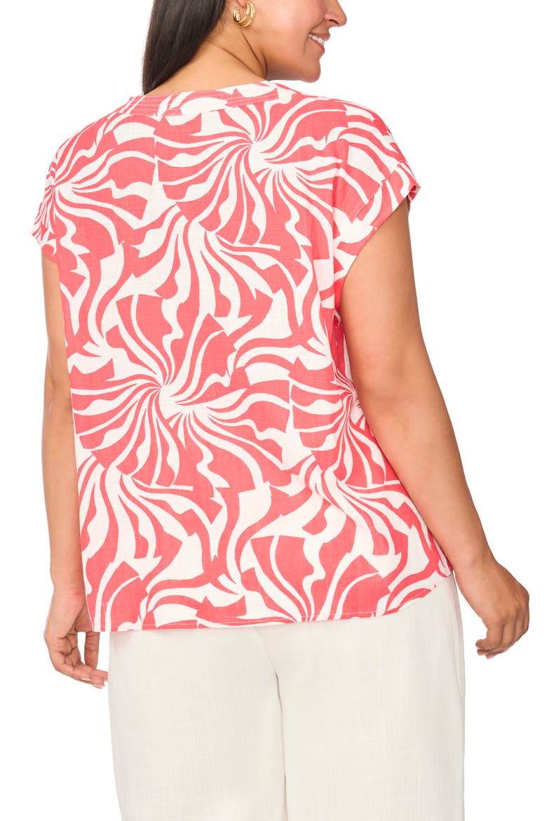 Split Neck Cap Sleeve Top, Alternate, color, CALYPSO CORAL