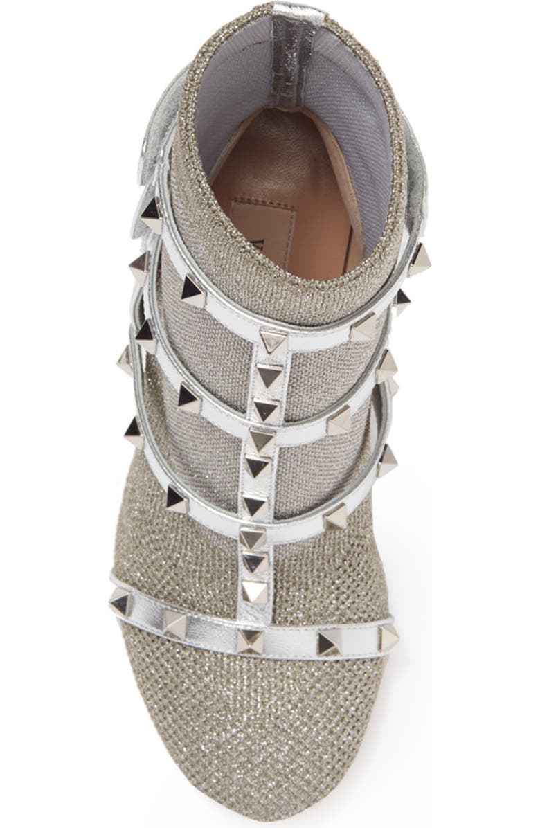 Valentino Garavani Metallic Caged Knit Bootie, Alternate, color,