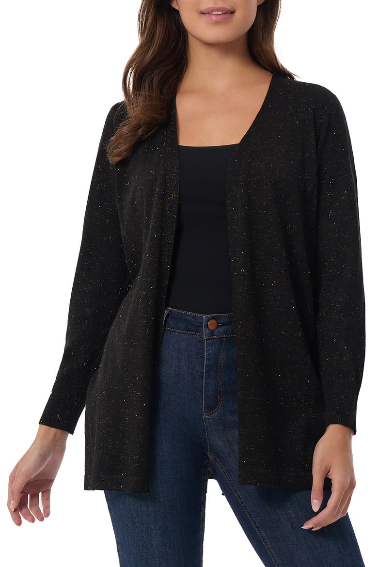 Open Front Cardigan, Main, color, JONES BLACK/ GOLD
