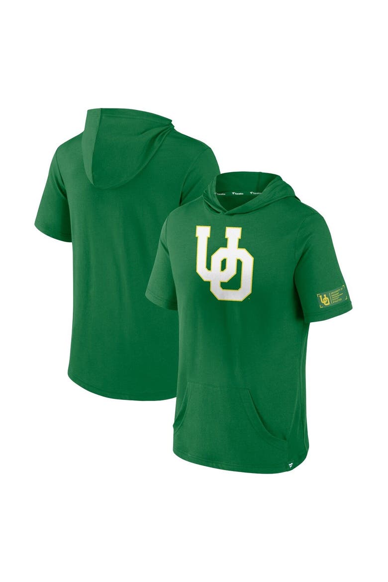 Men's Fanatics Branded Green Oregon Ducks Approach Run Short Sleeve Pullover Hoodie, Alternate, color, Green