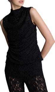 Kenneth Cole Lace Mock Neck Sleeveless Top