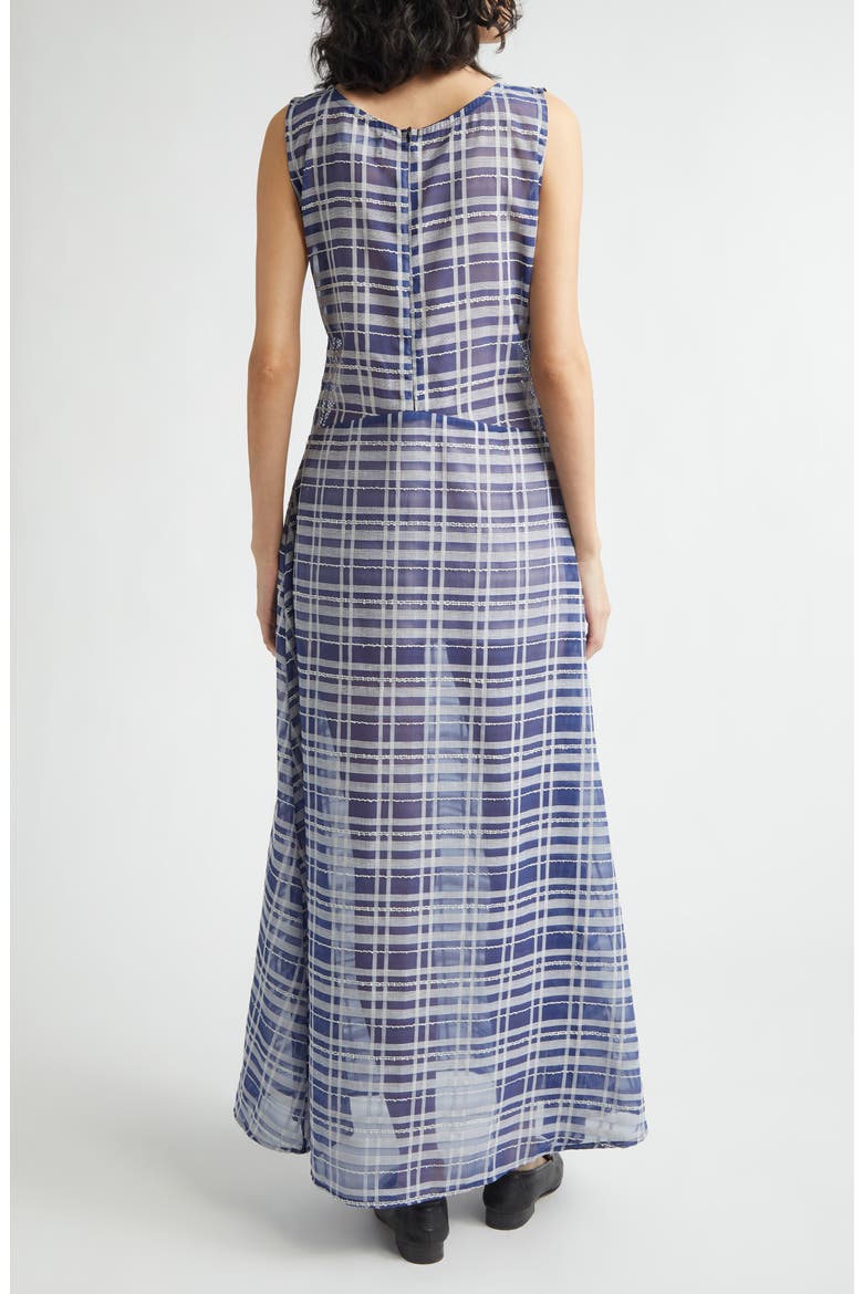 Check Sleeveless Maxi Dress, Alternate, color, SEA BLUE