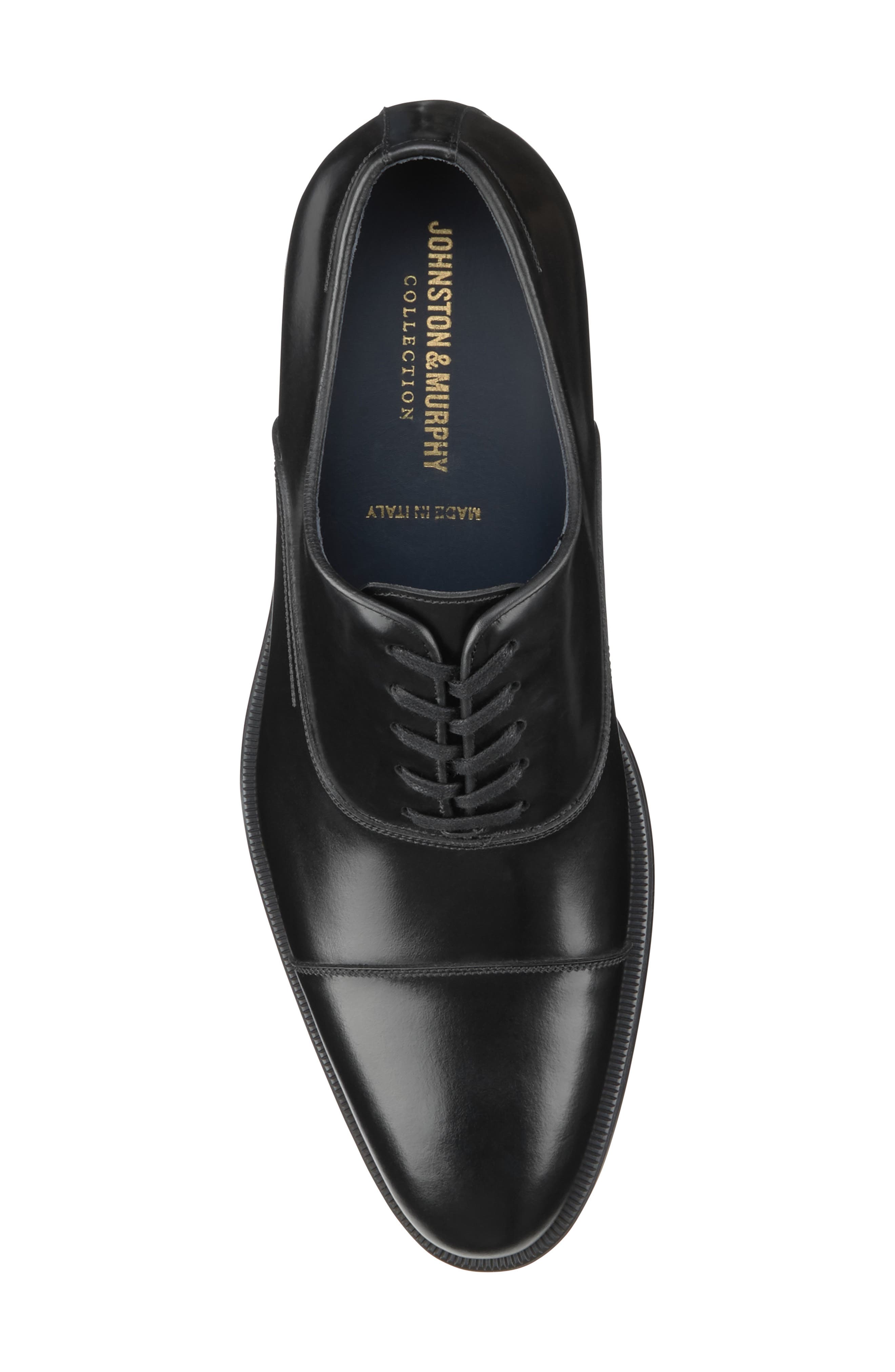 Johnston & Murphy Flynch Cap Toe Oxford, Alternate, color, Black Italian Calfskin