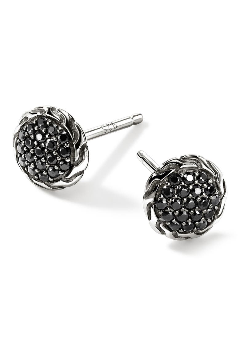JH Essentials Stud Earrings, 7mm, Alternate, color, SILVER/ BLACK SAPPHIRE