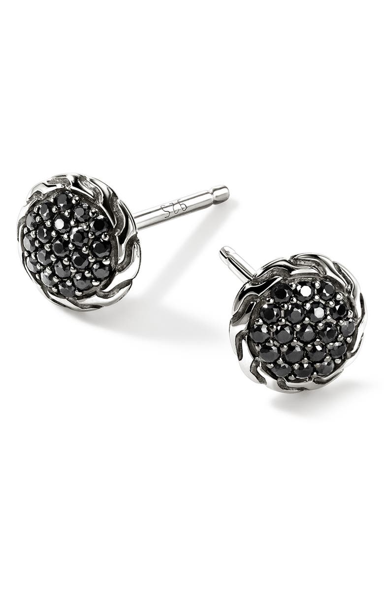 John Hardy JH Essentials Stud Earrings, 7mm, Alternate, color, Silver/ Black Sapphire