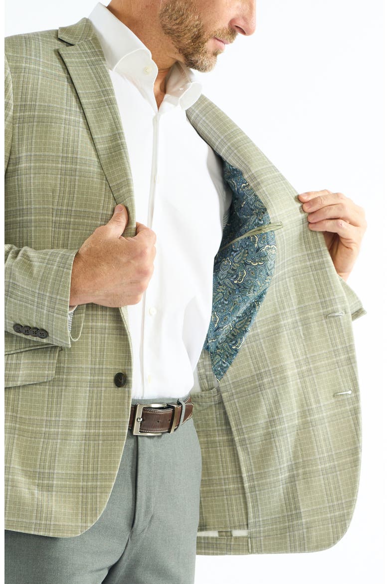 Plaid Knit Sport Coat, Alternate, color, MOSS