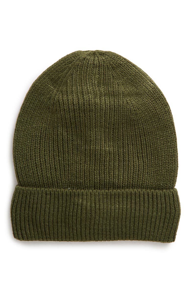 Rib Beanie, Main, color, OLIVE GREEN