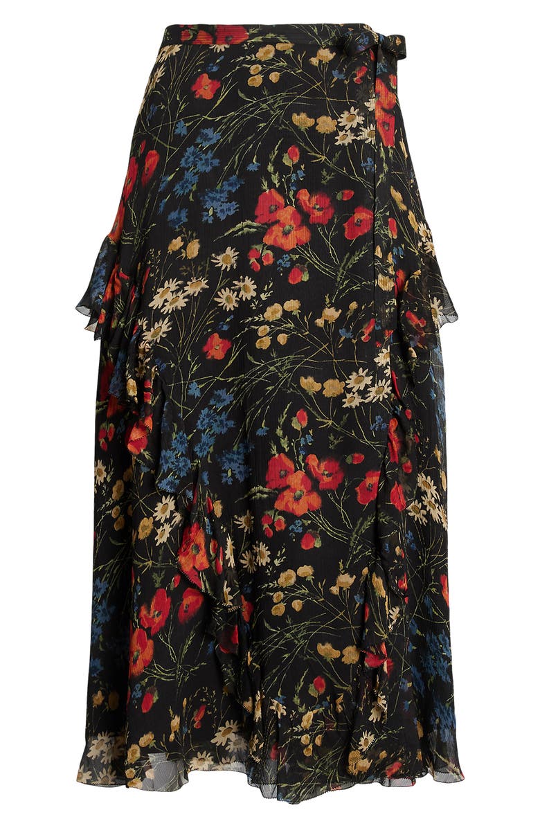 Polo Ralph Lauren Floral Crinkle Georgette Maxi Wrap Skirt, Alternate, color, 