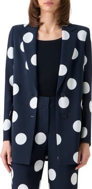 Akris punto X-Large Polka Dot Single Breasted Stretch Crepe Blazer