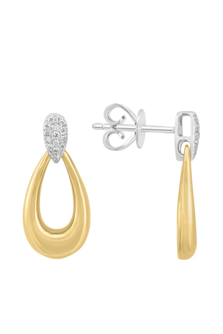 Diamond Teardrop Earrings in 14K White & Yellow Gold, Alternate, color, Yellow
