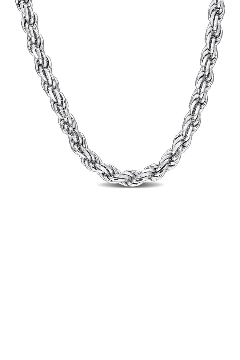 Diamond Cut Rope Chain Necklace, 2.90mm, Main, color, SILVER