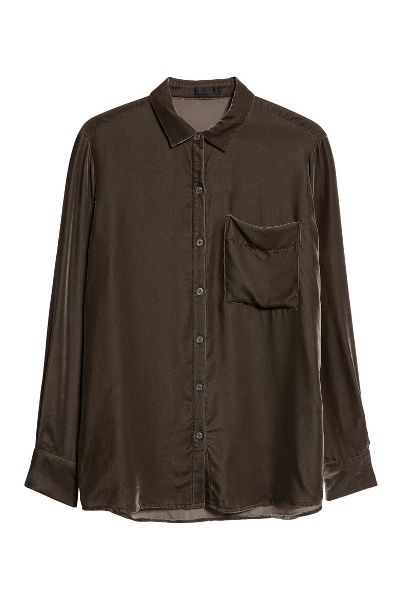 Velvet Boyfriend Shirt, Alternate, color, TRUFFLE GREY