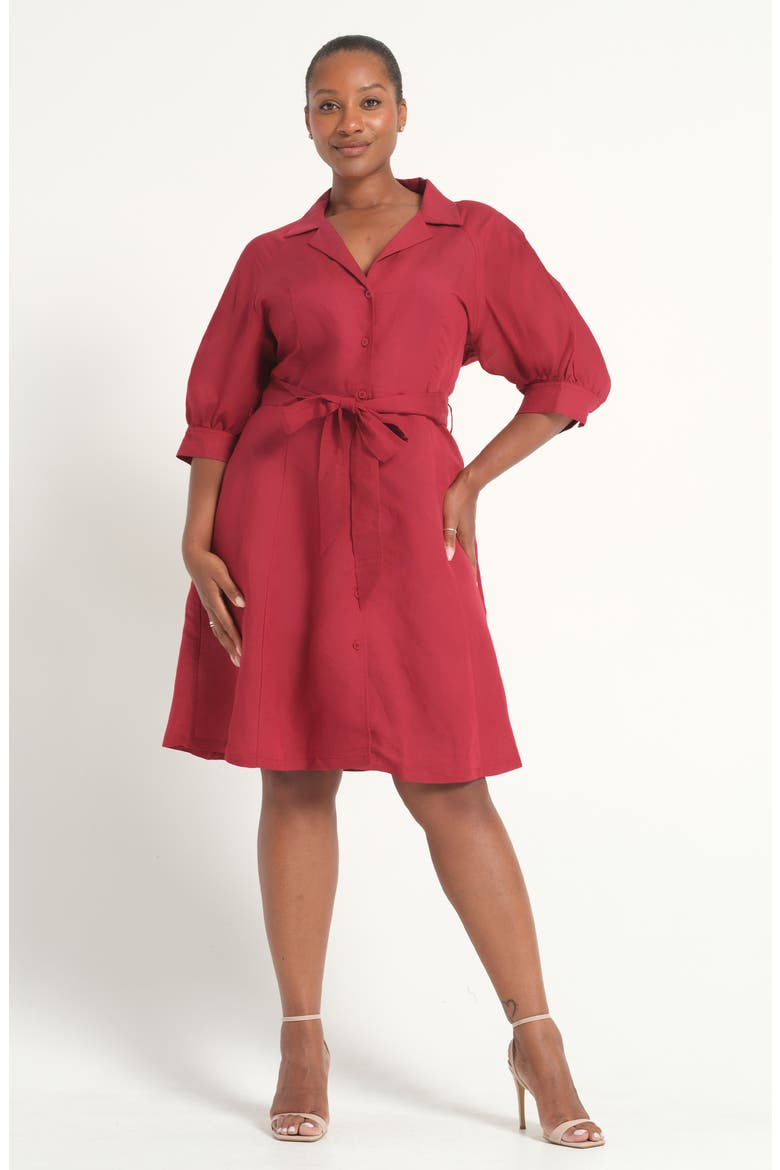 Maribel Linen Blend Shirtdress, Alternate, color, RASPBERRY