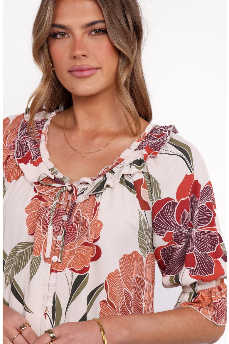Bertha Floral Button-Up Top, Alternate, color, FALL FLORAL