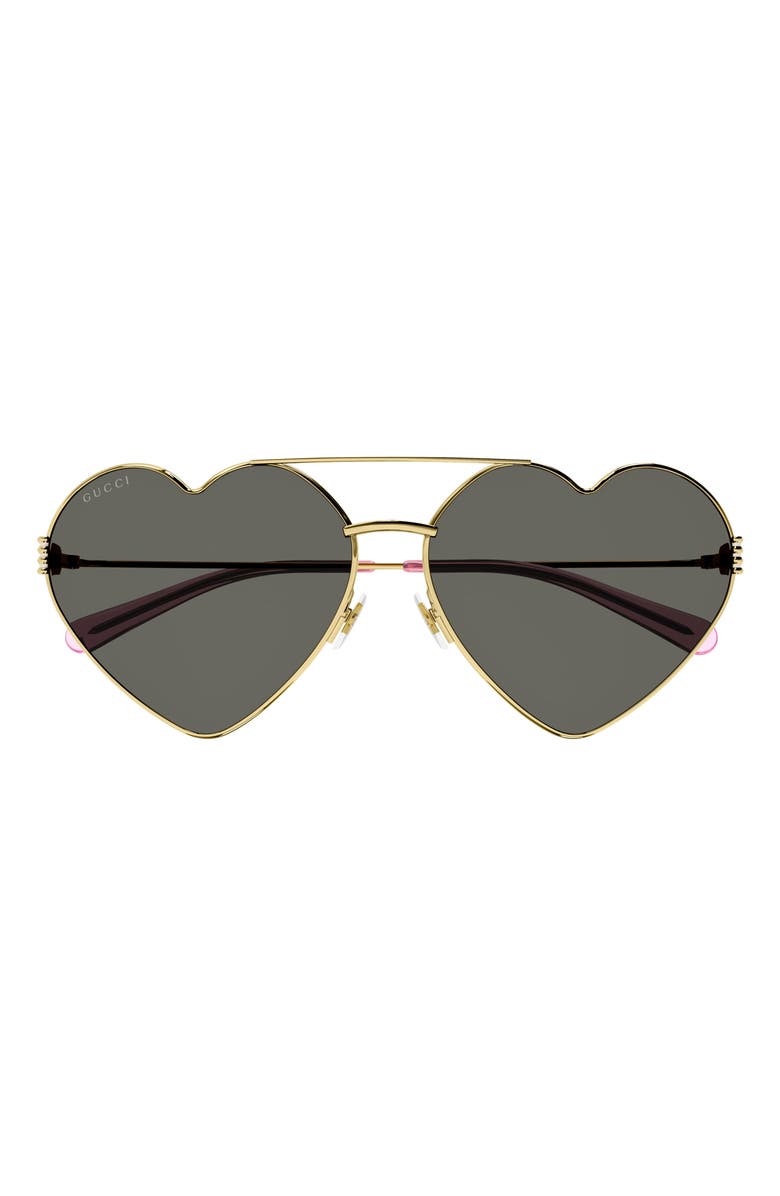 Gucci 62mm Oversized Heart Sunglasses, Main, color, 