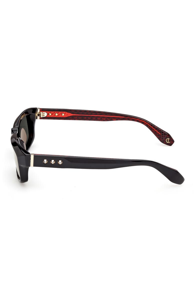 57mm Square Sunglasses, Alternate, color, BLACK / RED GUNMETAL / GOLD