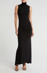GO COUTURE Turtleneck Sleeveless Maxi Dress