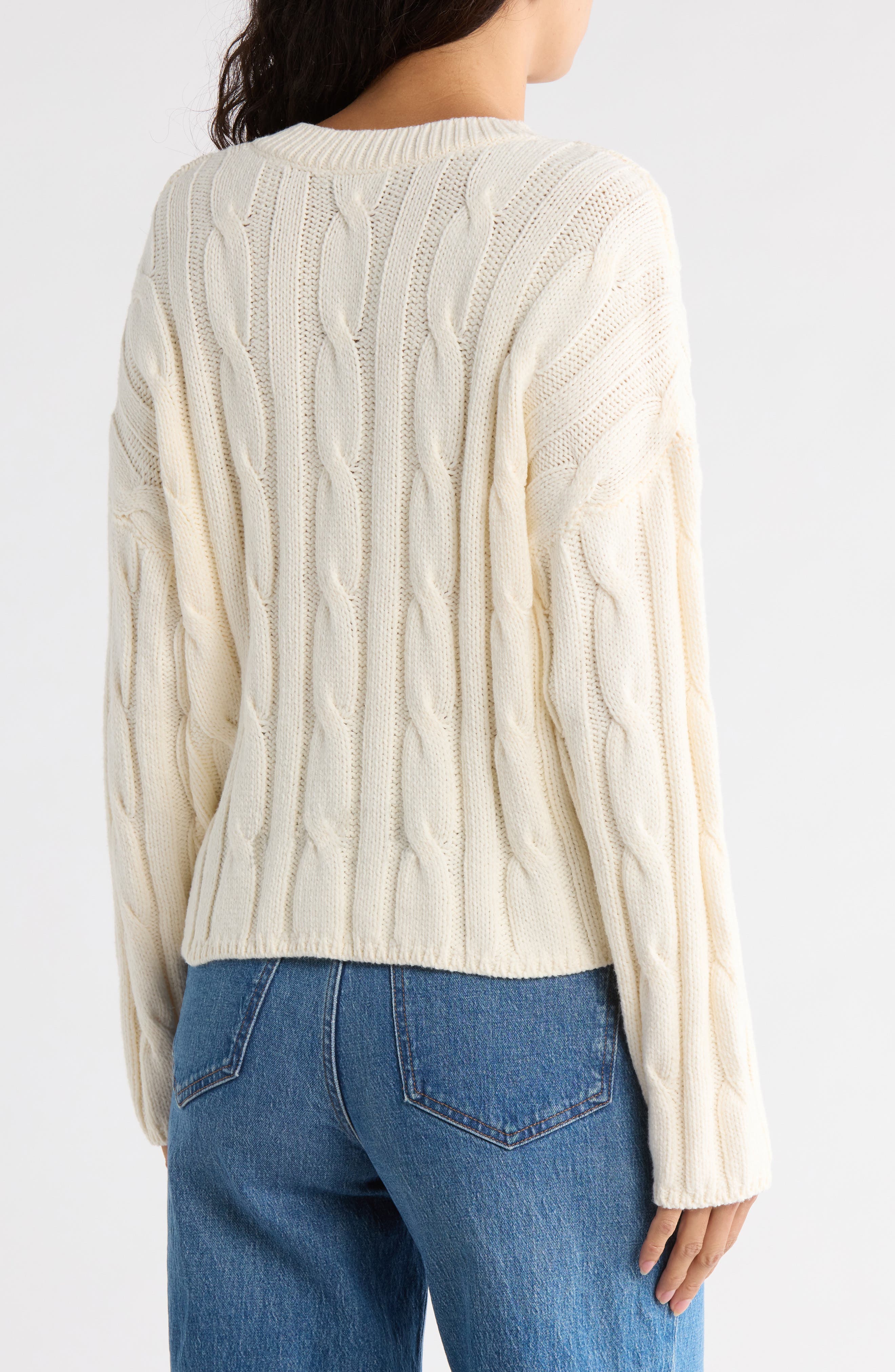 Cable Knit V-Neck Crop Sweater - image 4