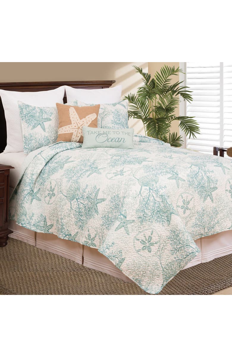 C&F Home Ocean Treasures Starfish Sand Dollar Quilt Set, Alternate, color, Blue