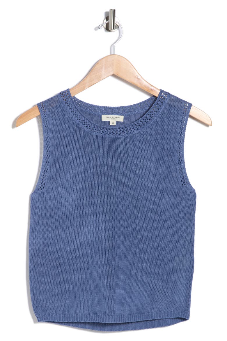 Pointelle Sweater Tank, Alternate, color, DENIM