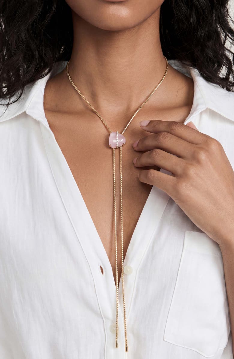 Ettika Tranquil Cove Bolo Necklace, Alternate, color, Rose Quartz