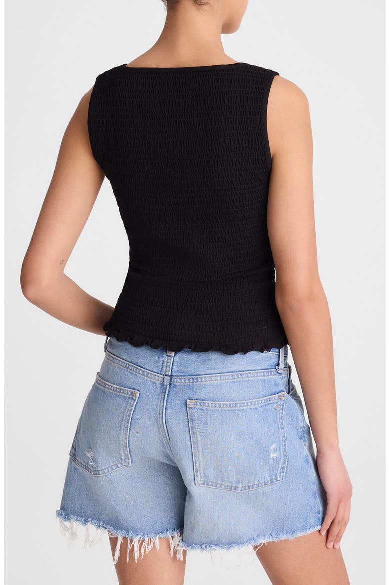 Smocked Square Neck Tank, Alternate, color, JET BLACK