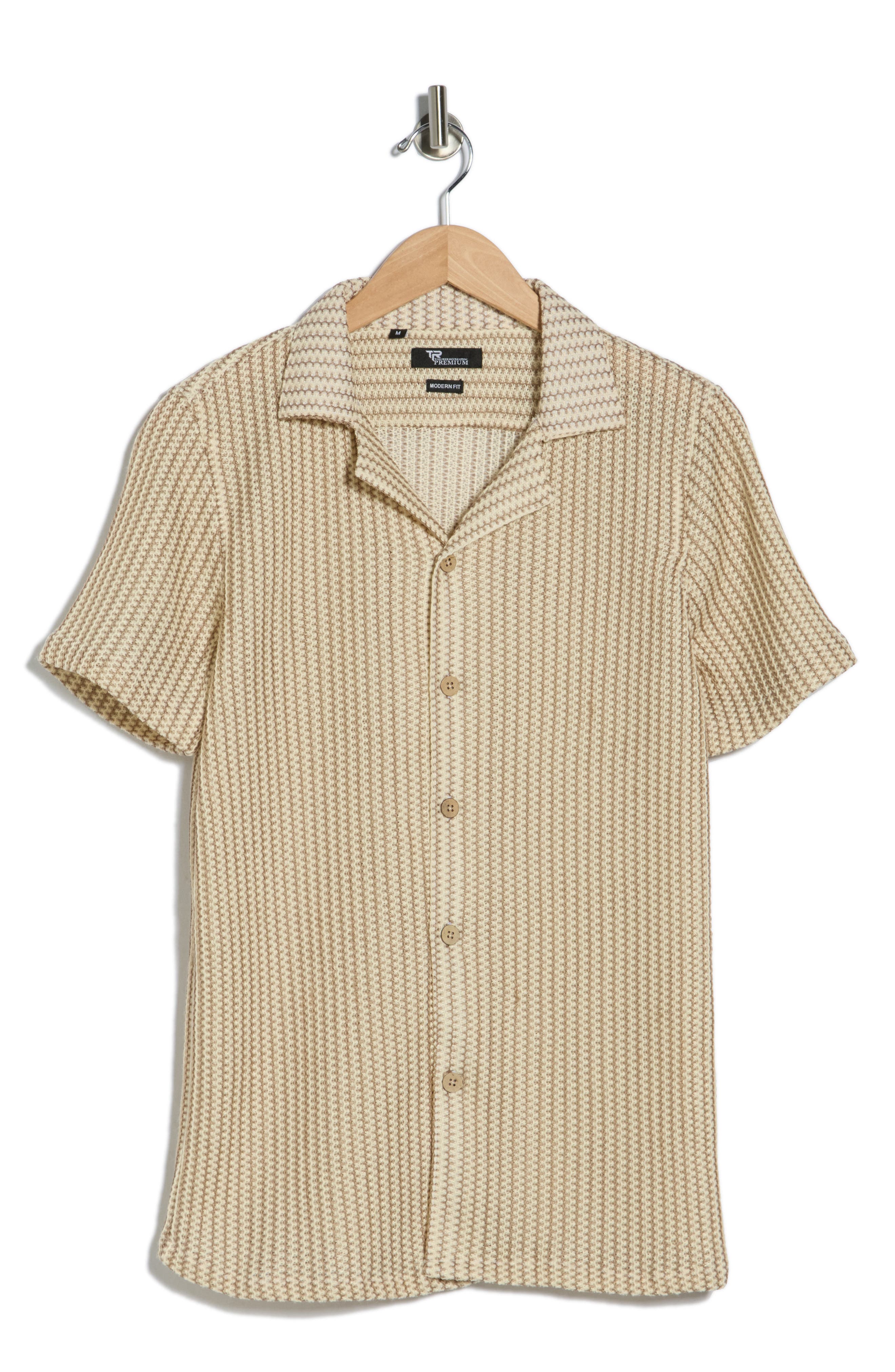 T.R. PREMIUM Modern Fit Textured Camp Shirt