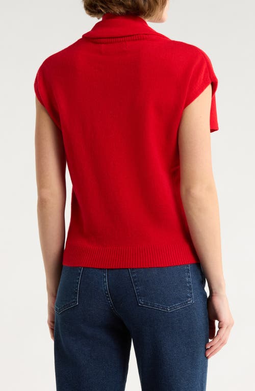 Magaschoni Cashmere Scarf Short Sleeve Sweater In Red