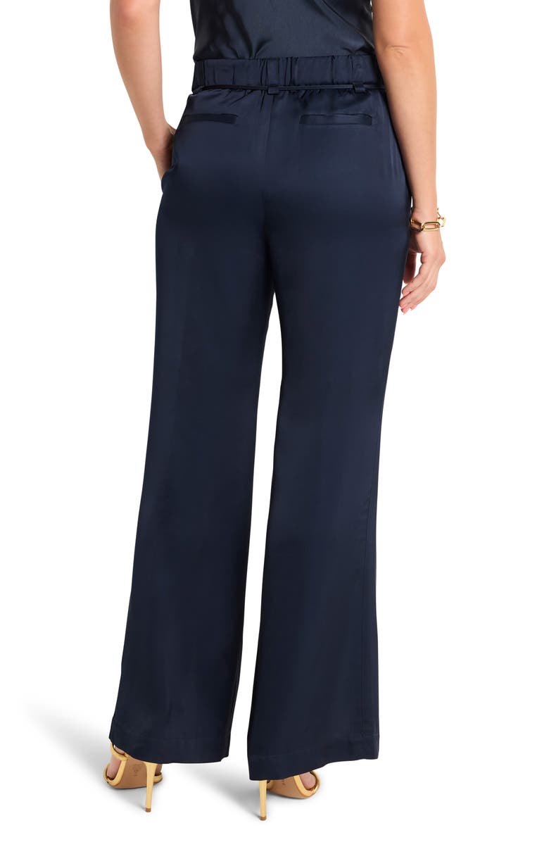 NIC+ZOE Social Edit Front Slit Satin Pants, Alternate, color, Dark Indigo
