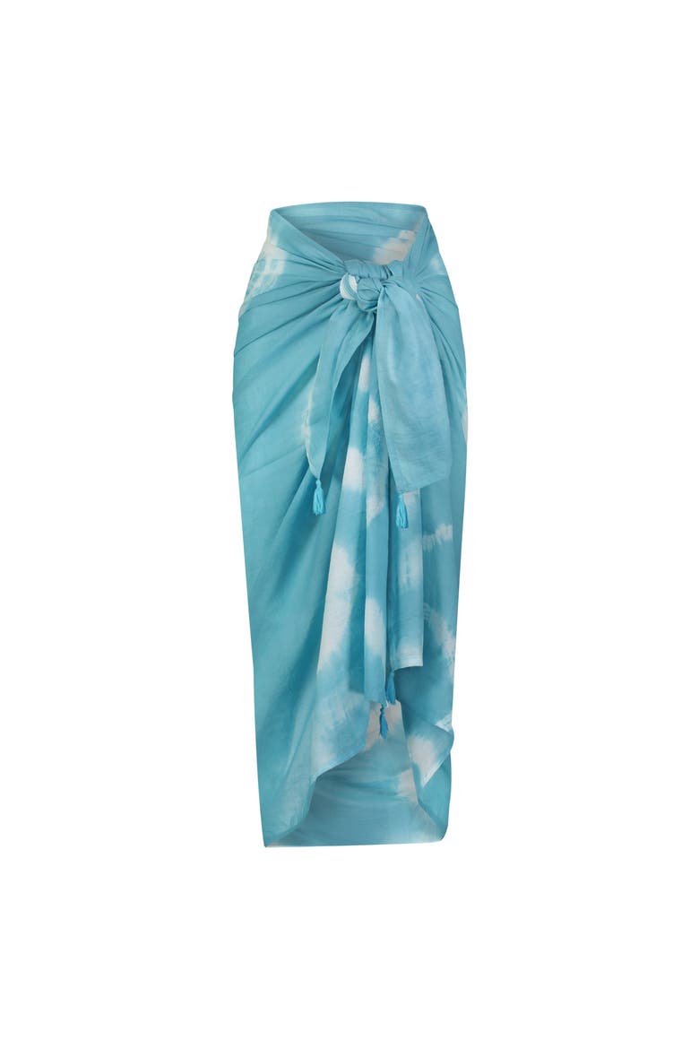 Cotton Saline Pareo Aqua Tie-Dye, Main, color, Aqua