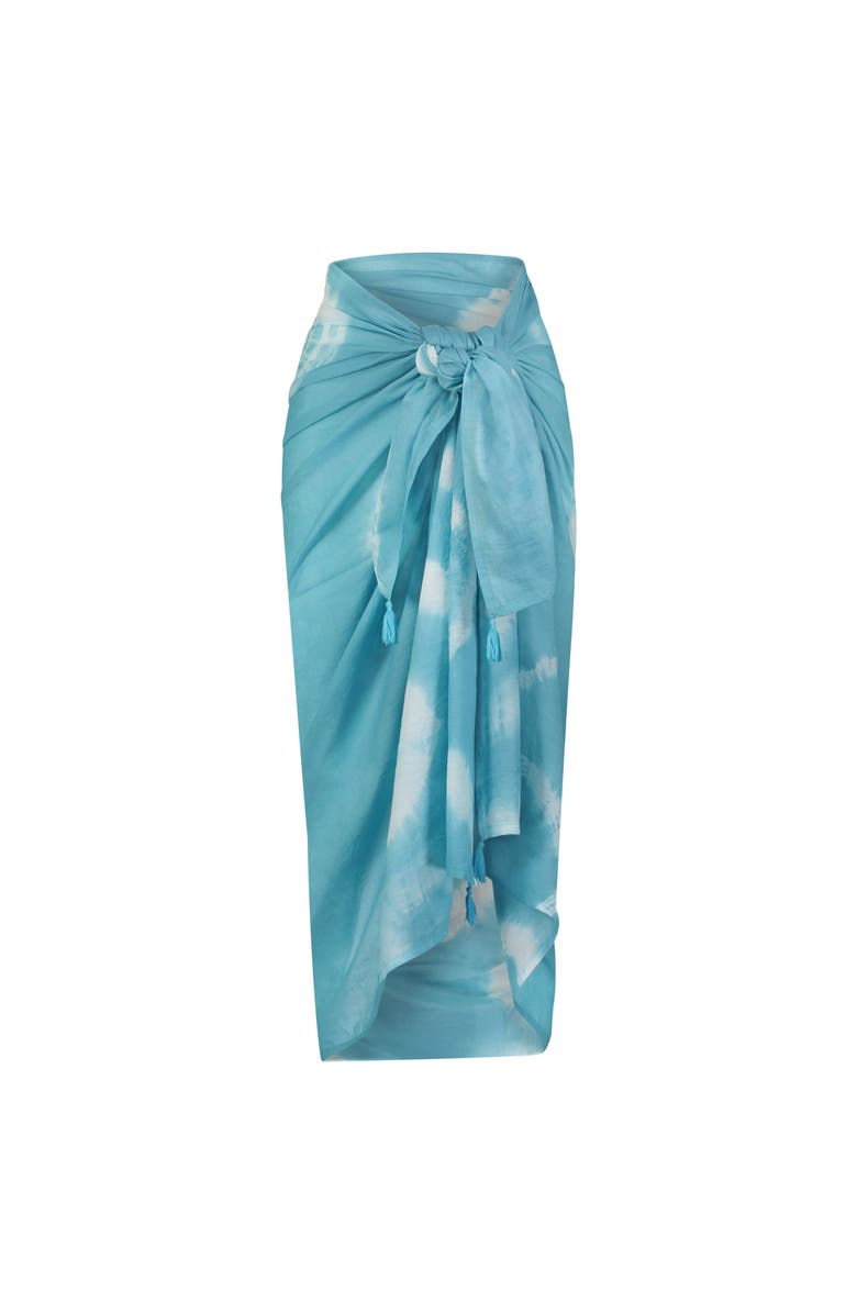mer st barths Cotton Saline Pareo Aqua Tie-Dye, Main, color, Aqua