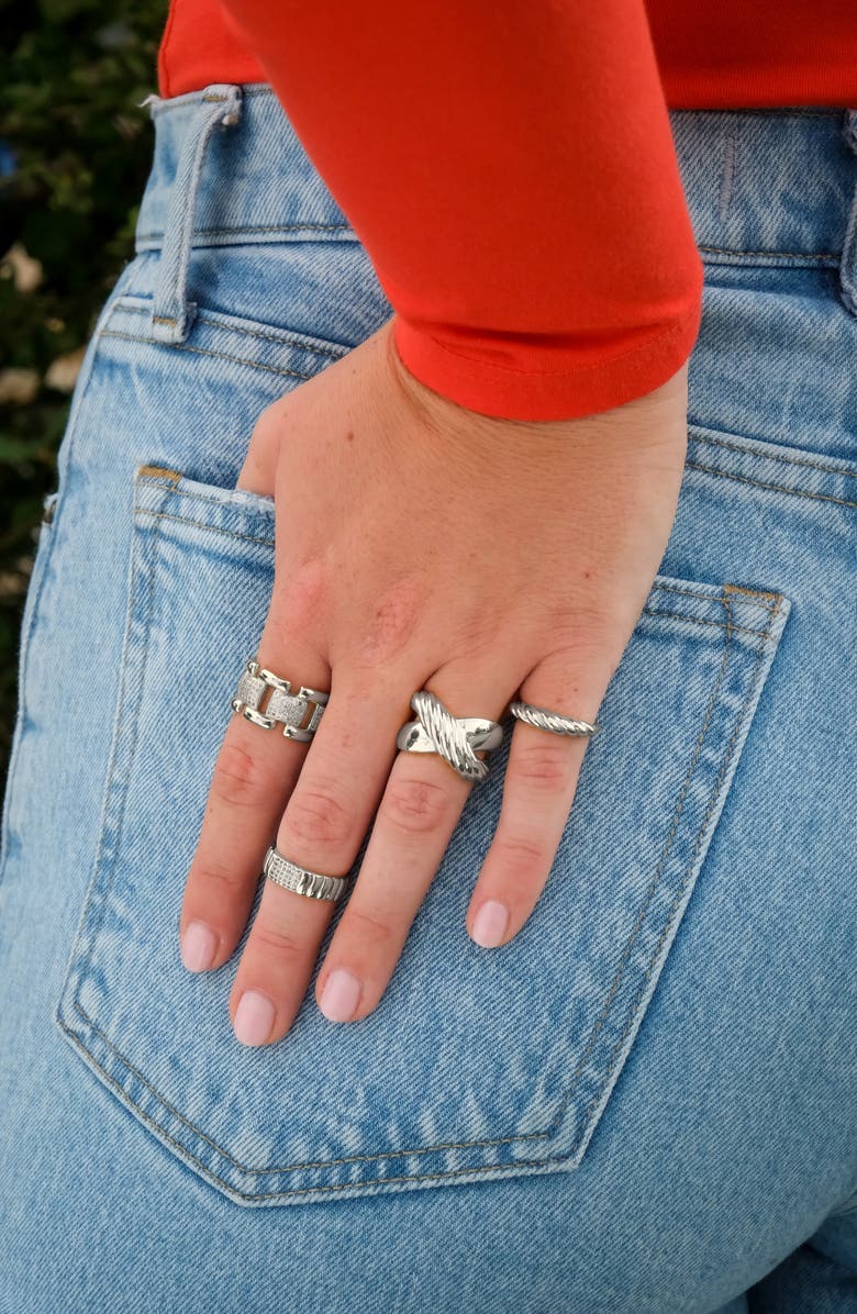 Sterling Forever Riley Pavé CZ Ring, Alternate, color, Silver