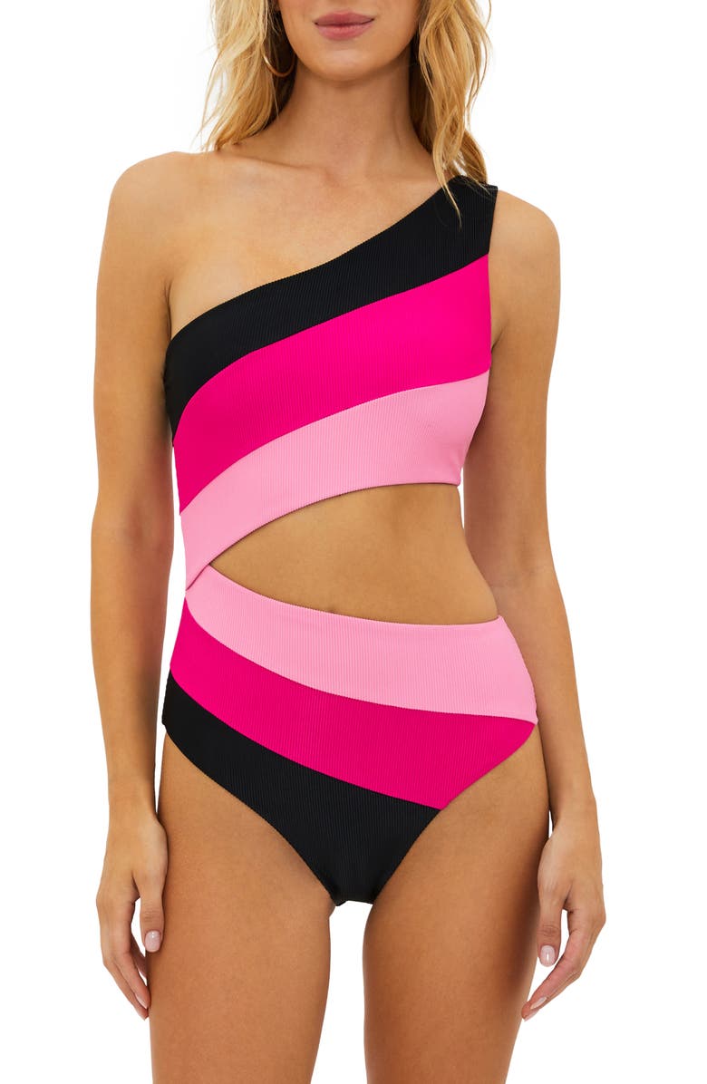 Beach Riot Joyce Stripe Cutout One-Piece Swimsuit, Main, color,