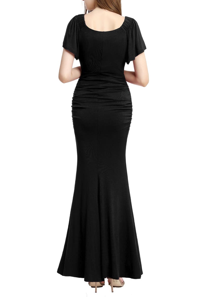 Abigail Off the Shoulder Maternity Trumpet Gown, Alternate, color, BLACK
