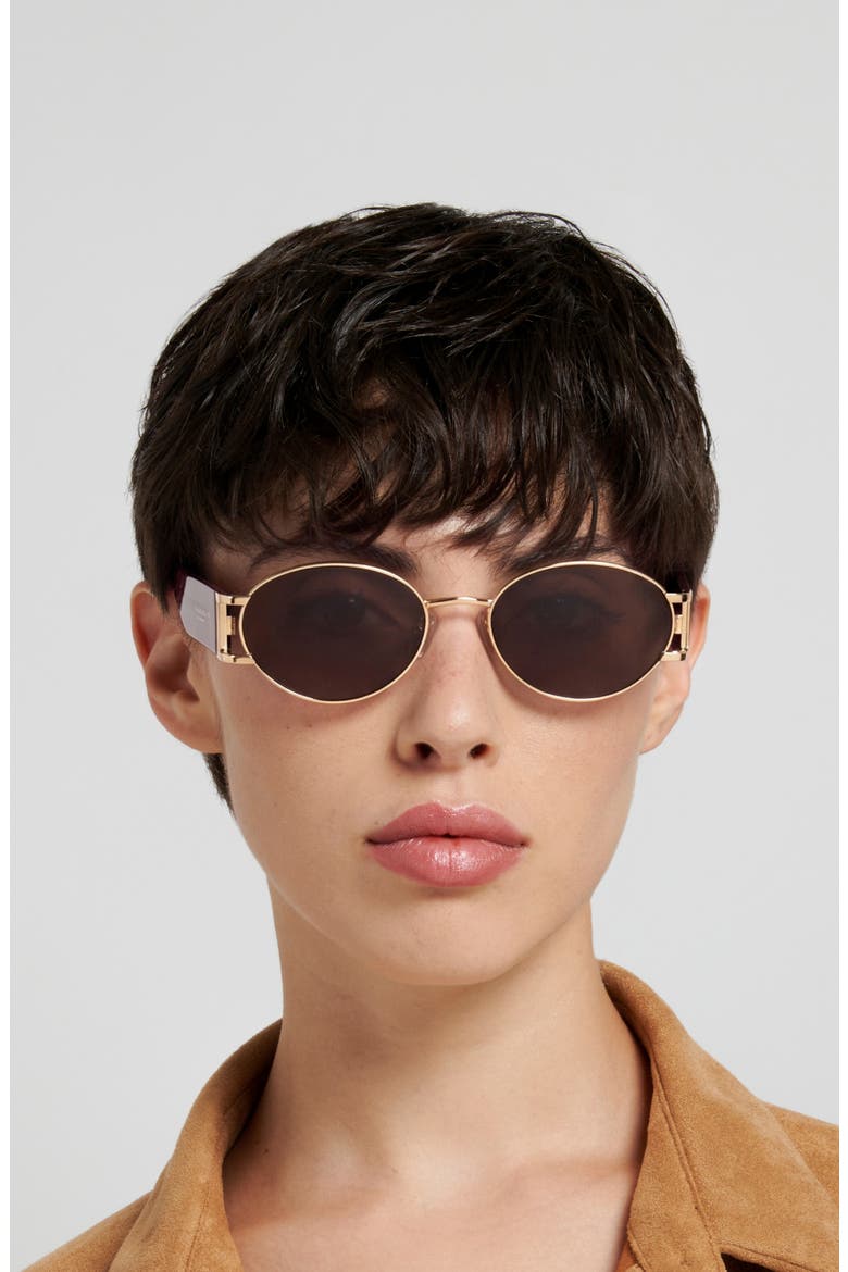 54mm Rectangular Sunglasses, Alternate, color, GOLD/ BROWN