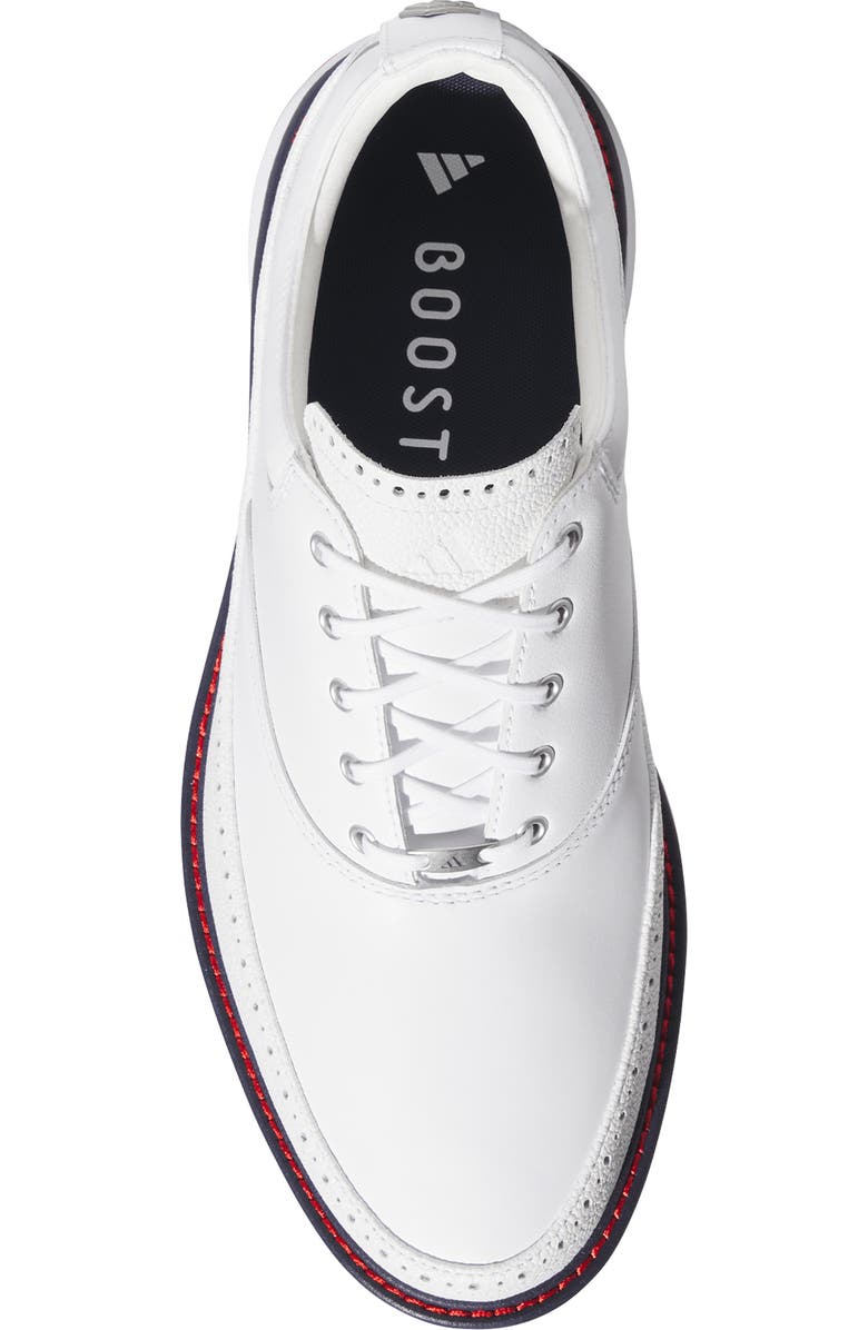 adidas MC80 Spikeless Golf Shoe, Alternate, color, White/ Navy/ Red