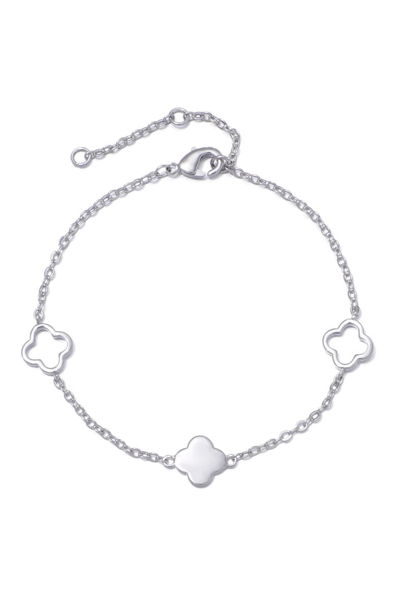 Clover Station Chain Bracelet, Main, color, SILVER