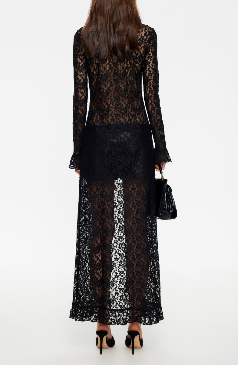 LIONESS Long Nights Lace Maxi Dress, Alternate, color, Noir