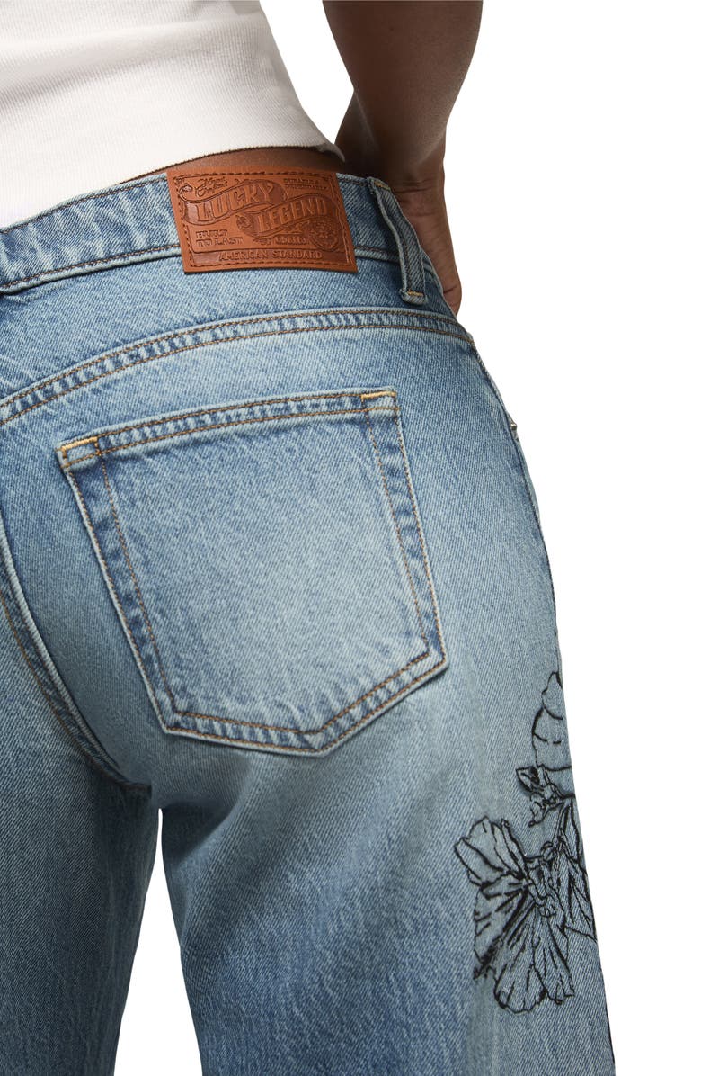 Lucky Brand Floral Embroidered Baggy Wide Leg Jeans, Alternate, color, Island Time Wash