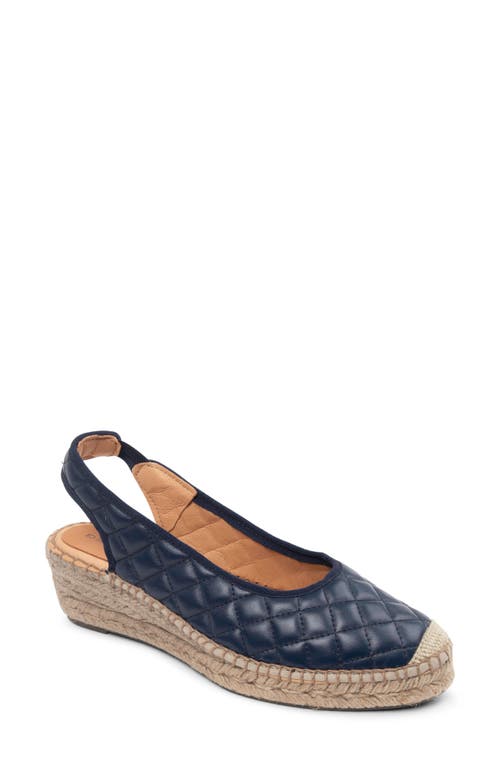 Patricia Green Valencia Slingback Wedge Espadrille In Navy Quilted Leather