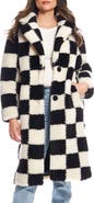 DONNA SALYERS FABULOUS FURS Checkmate High Pile Fleece Longline Coat