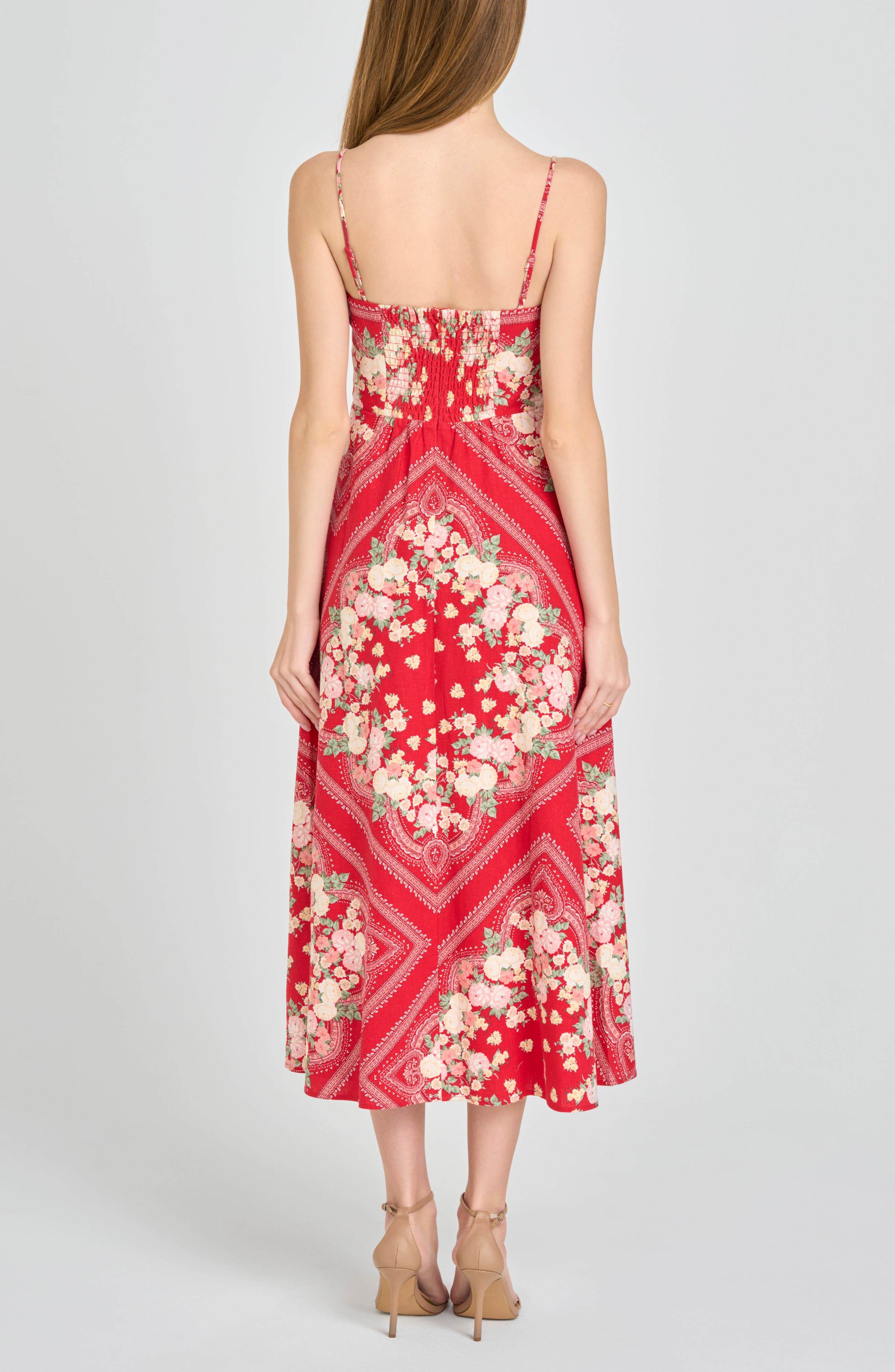 josefina scarf print linen blend midi dress wayf Josefina Floral Midi Dress (Women)