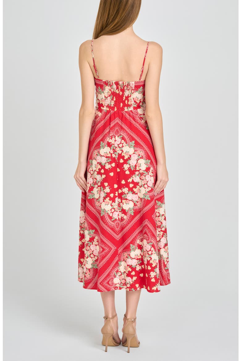 Josefina Floral Midi Dress, Alternate, color, RED SCARF