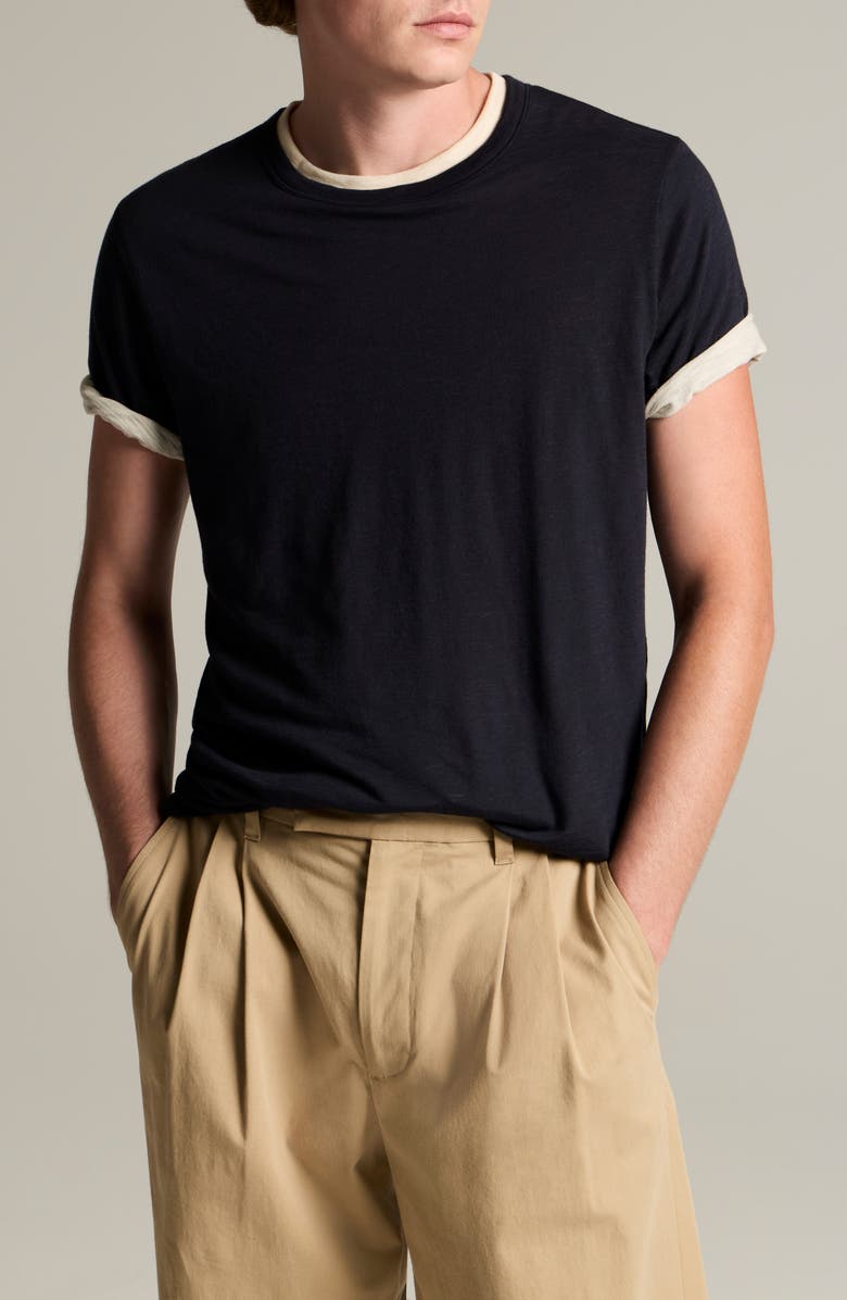 Vince Fine Slub Layered Look Pima Cotton T-Shirt, Main, color, 