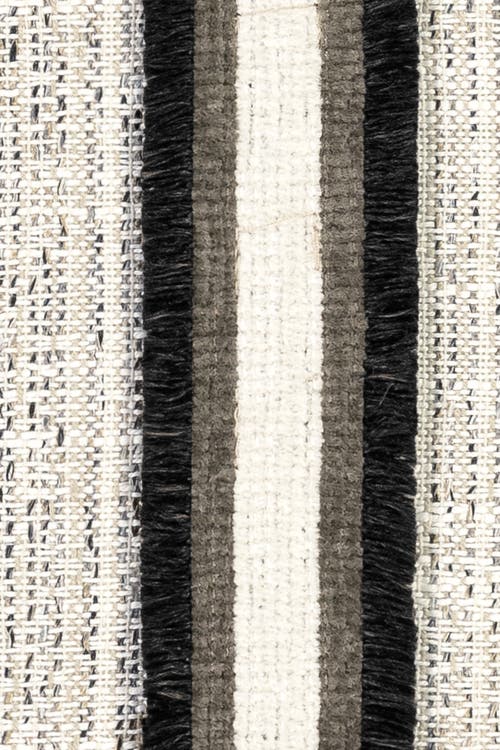 Elaine Smith Entity Linen With Chenille Band Applique Indoor & Outdoor Woven Accent Pillow
