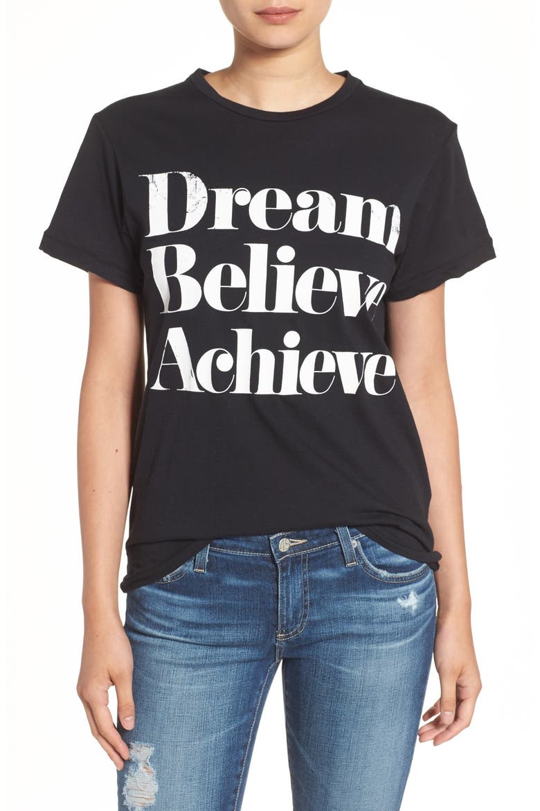 'Dream Believe Achieve' Graphic Tee, Main, color, BLACK