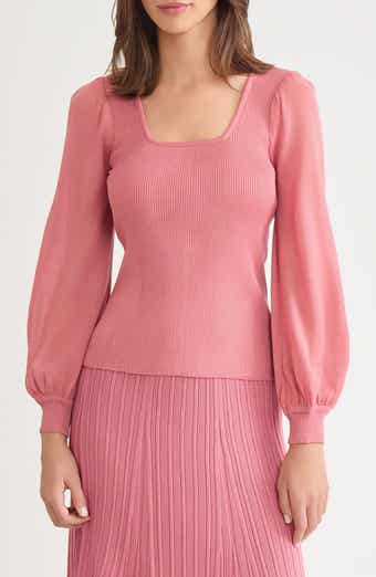 Misook Puff Sleeve Rib Top