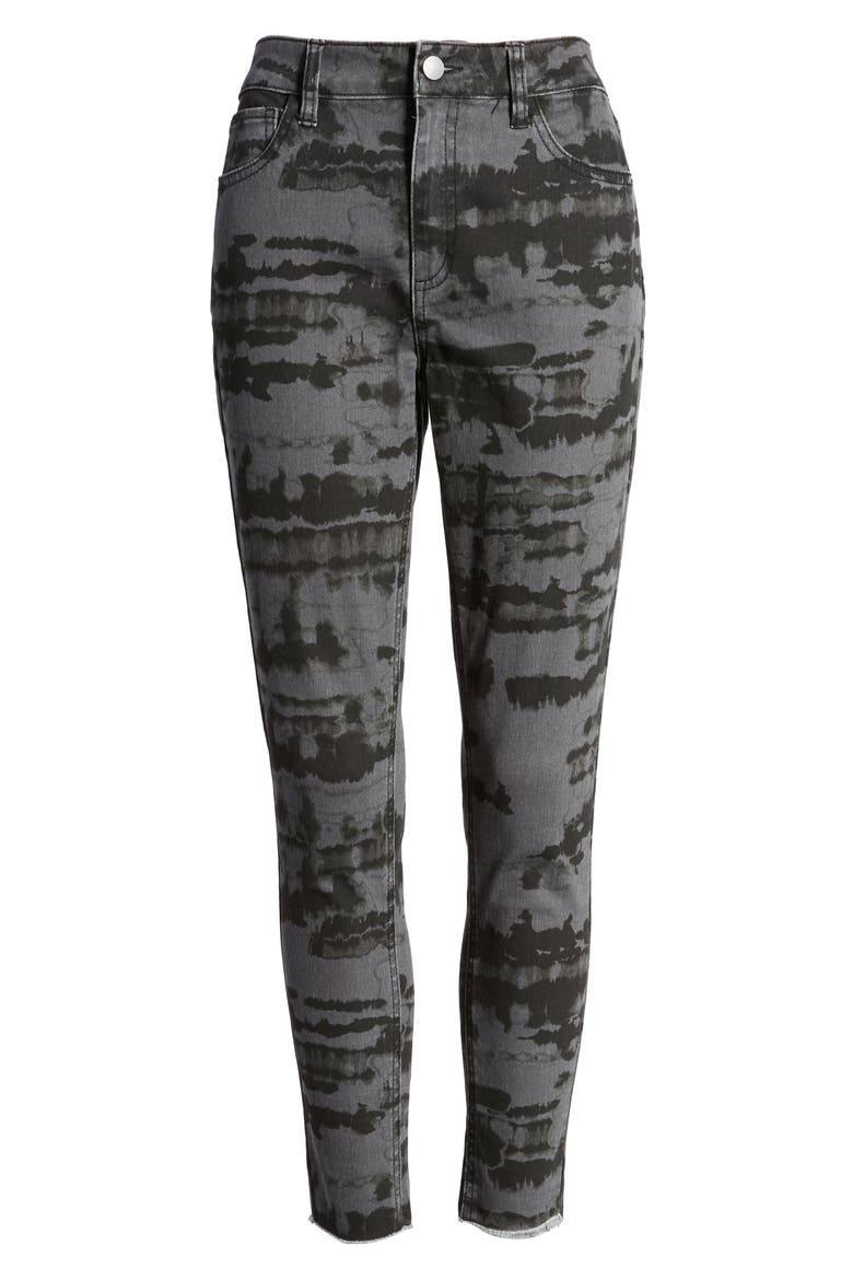 Tie Dye Fray Hem Skinny Jeans, Alternate, color, GREY TIE DYE