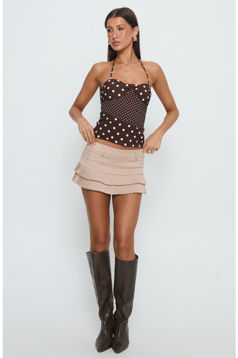 Marguerite Polka Dot Halter Top, Alternate, color, CHOCOLATE POLKA