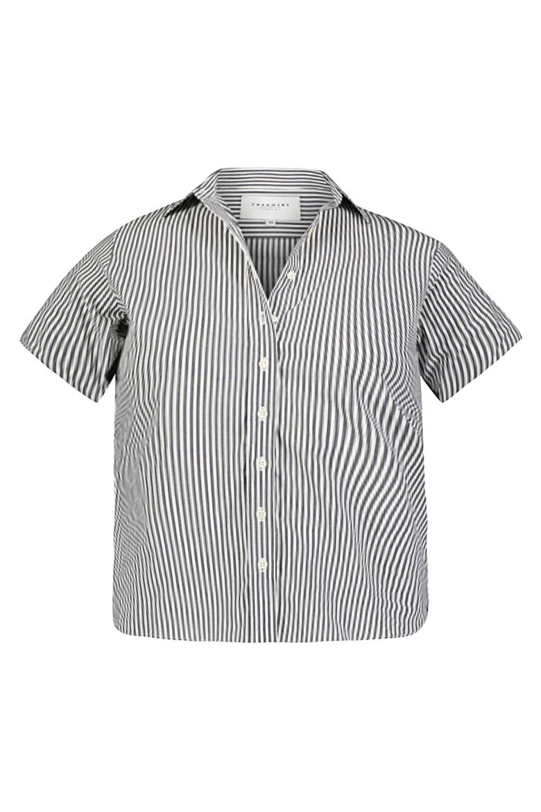 The Boxy Cropped Short Sleeve Shirt, Alternate, color, Black Stripe